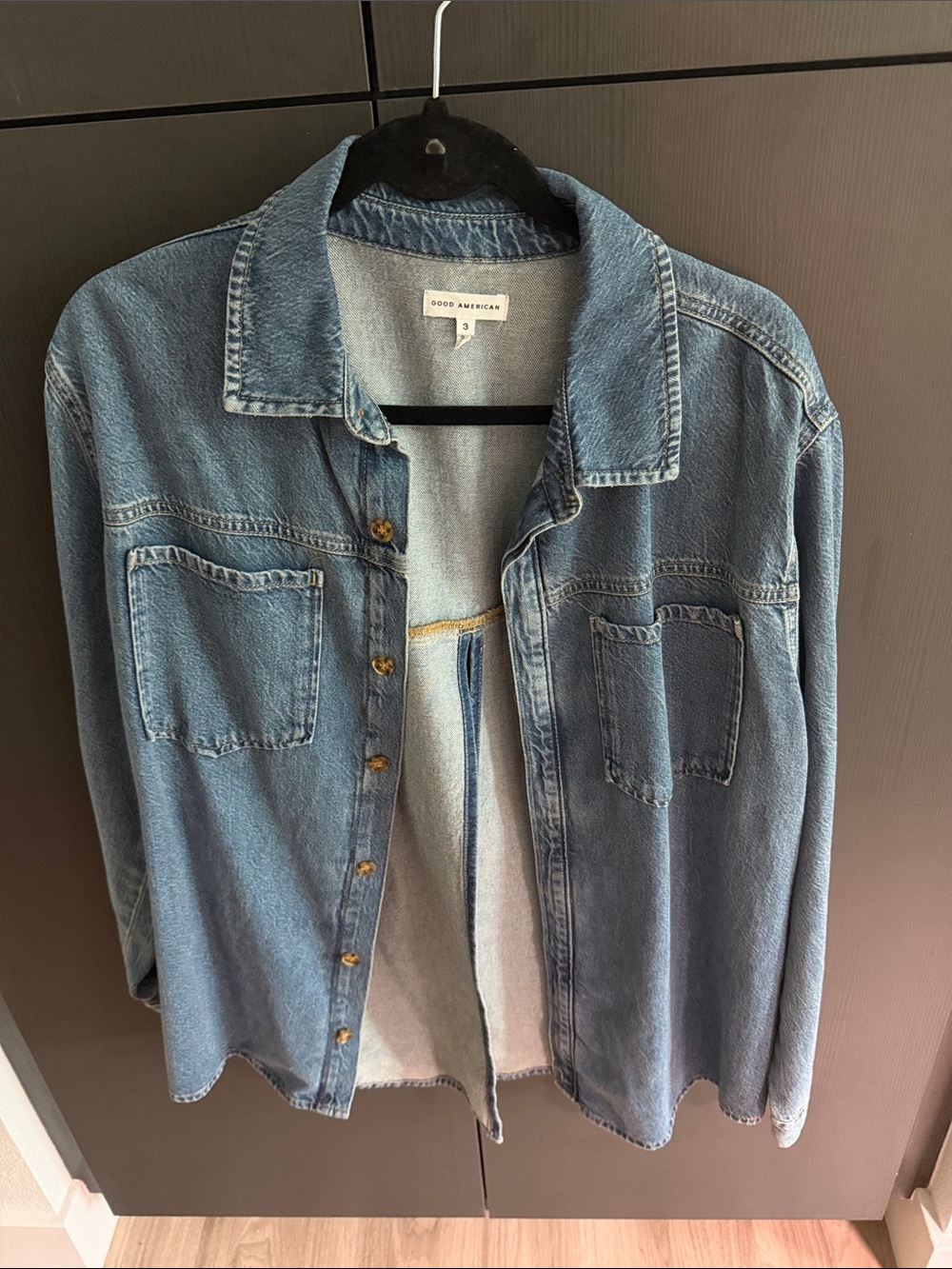 Good American Light Blue Denim Shirt Jacket